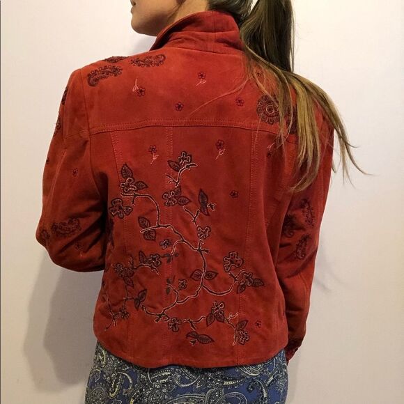 Double D Ranch Rust Suede Paisley Embroidered Western Jacket Size S Cowgirl - Picture 5 of 16